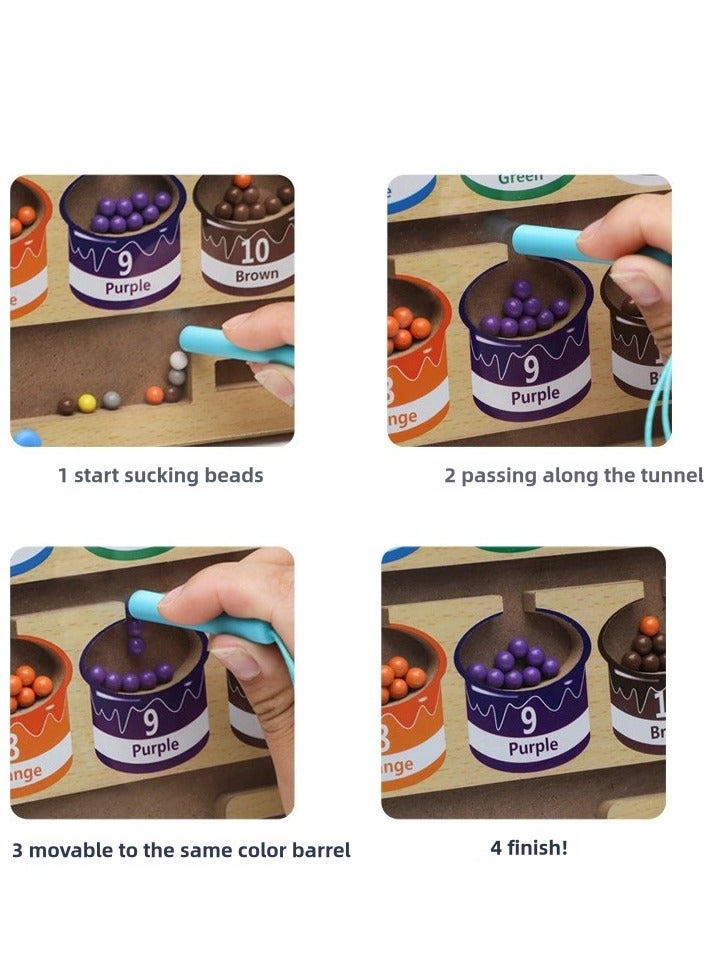 Magnetic Color and Number Maze Wooden Sorting and Counting Board Montessori Matching Toys Magnet Puzzle Game For Preschoolers Kids Boys Girls Ages 3+ - Image 5