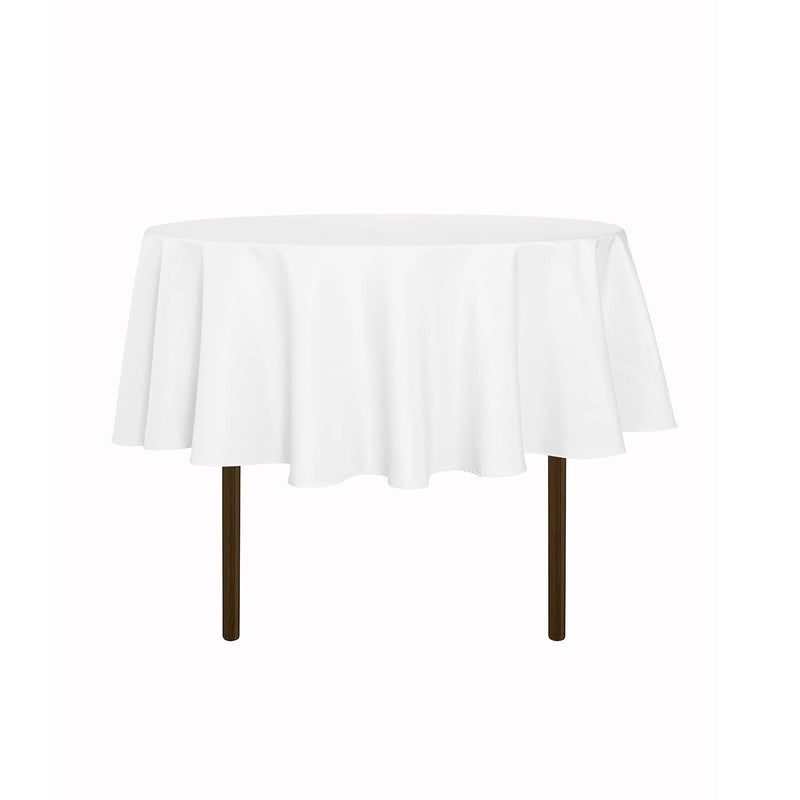 sancua Round Tablecloth  48 Inch  Water Resistant Spill Proof Washable Polyester Table Cloth Decorative Fabric Table Cover for Dining Tables Buffet Parties and Camping White