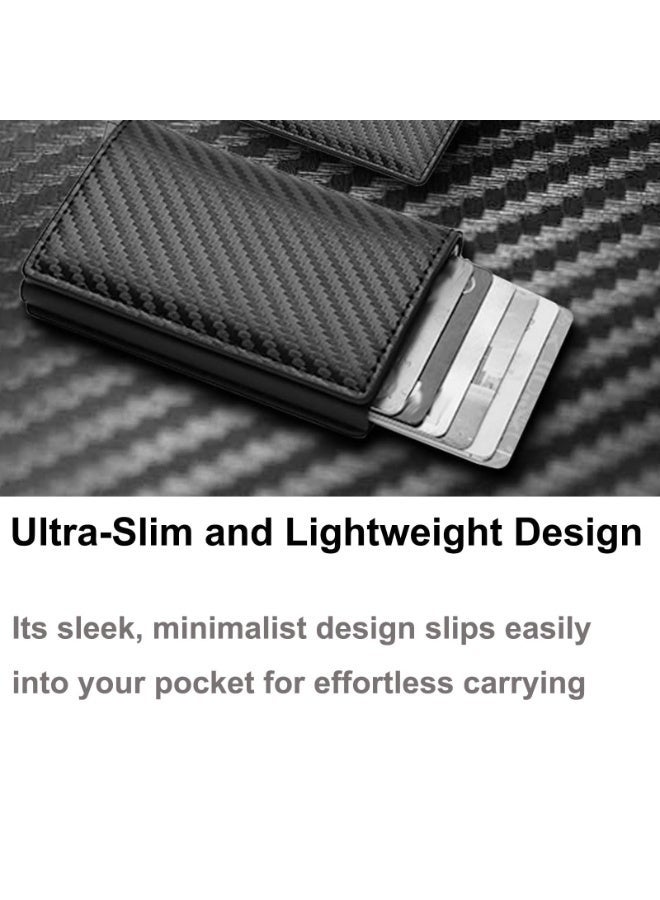 Men's RFID Blocking Pop-Up Wallet – Slim Auto Card Holder, One-Touch Eject, Anti-Theft Minimalist Front Pocket Wallet, PU Leather, Brown - Image 3