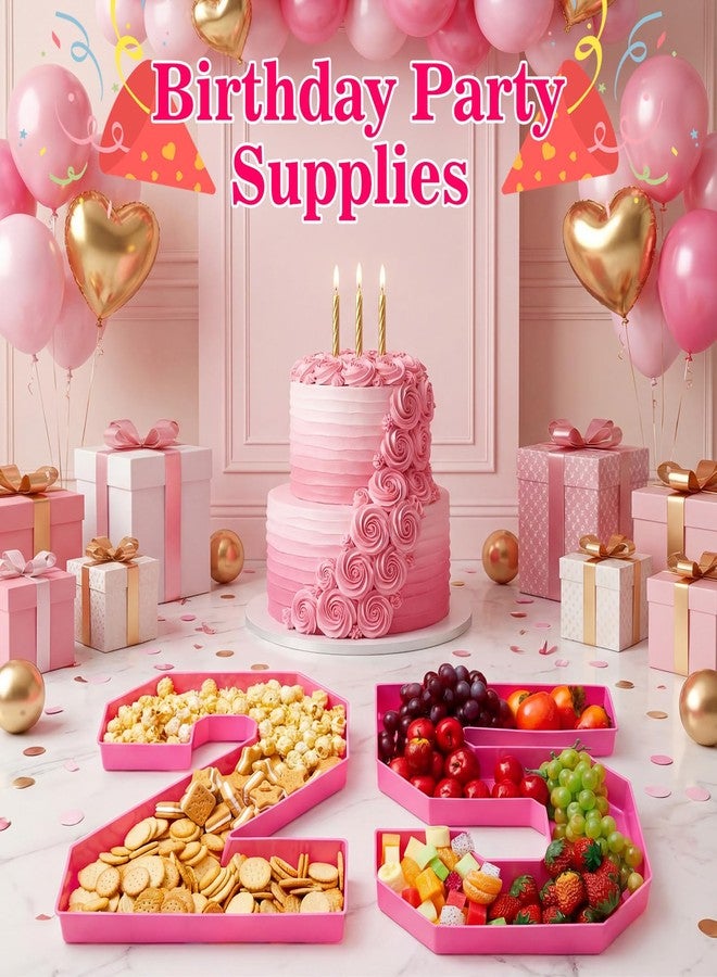 Tellingyou 25th Birthday Decorations for Women 13.8'' Hot Pink Plastic Charcuterie Number Fillable 25 Number Trays Charcuterie Box Snack Candy Container for Birthday Anniversary Party Decor - Image 5