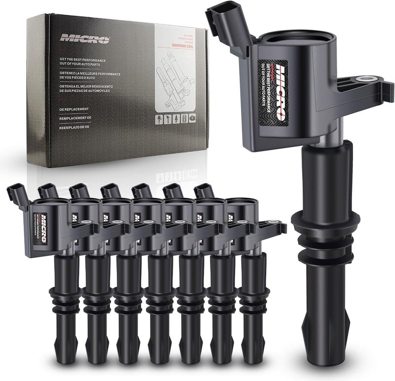 Micro Set of 8 Straight Boot Ignition Coil Pack for Ford Lincoln Vehicles - Image 1