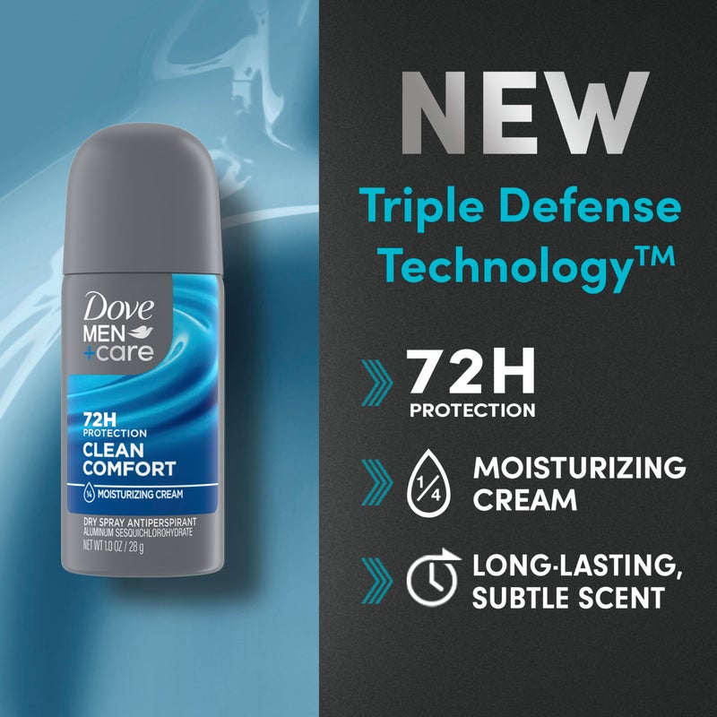 Dove Men+Care Antiperspirant Deodorant Dry Spray Clean Comfort 24 count For Men 72-hour Sweat and Odor Protection with Triple Defense Technology 1 oz - Image 5