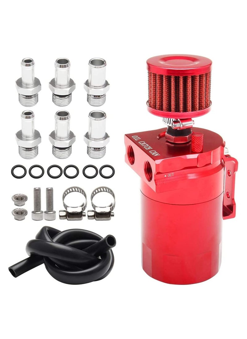 Aluminum 350ml Oil Catch Can Tank Kit Polish Baffled Reservoir with Breather Filter 3 8 Fuel Line Universal