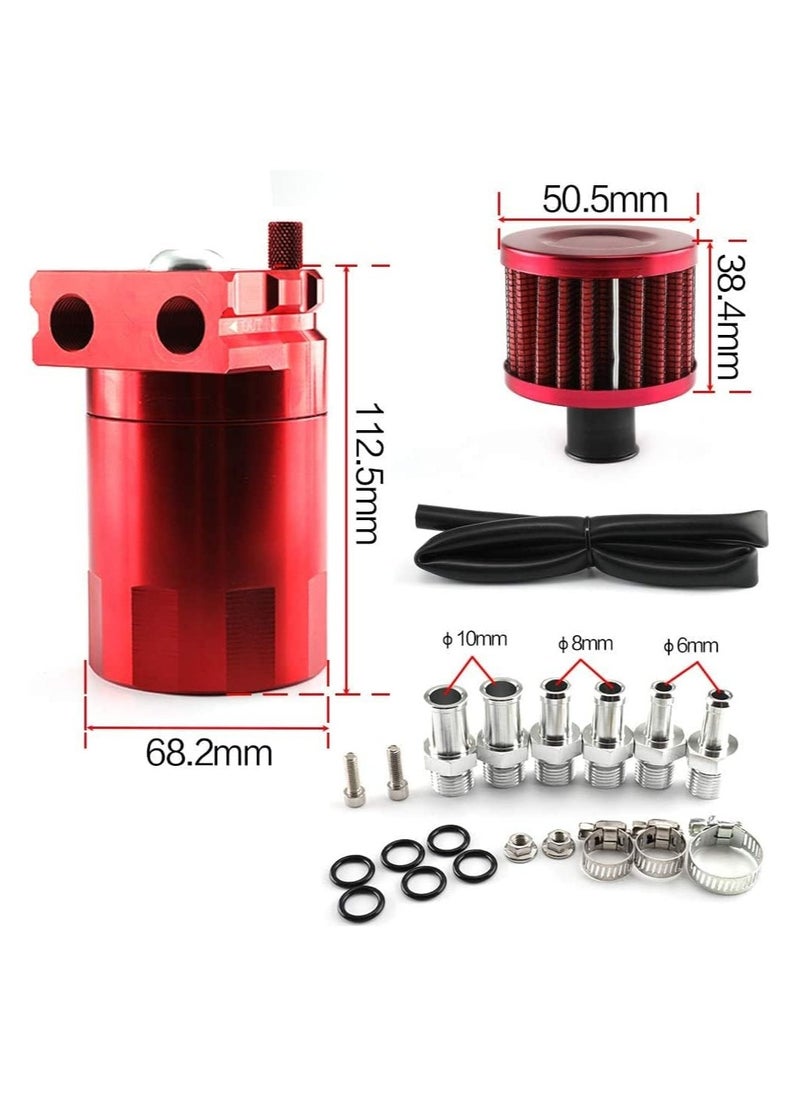 Aluminum 350ml Oil Catch Can Tank Kit Polish Baffled Reservoir with Breather Filter 3 8 Fuel Line Universal