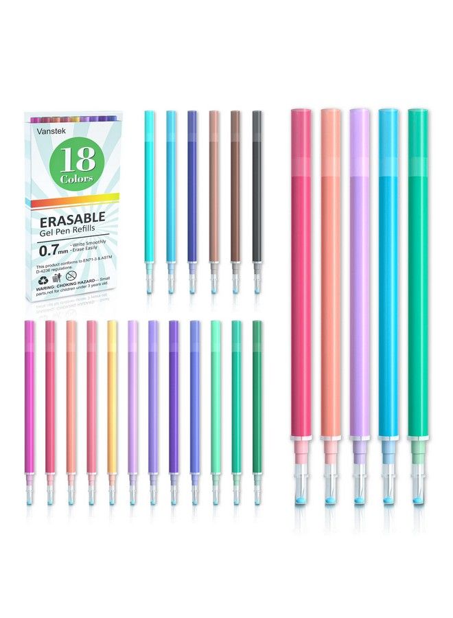 Vanstek 18 Colors Erasable Gel Pen Refillscompatible With Frixion & Friction Erasable Pensmake Mistakes Disappear Prerfect For Drawing Writing Planner And School Supplies - Image 1