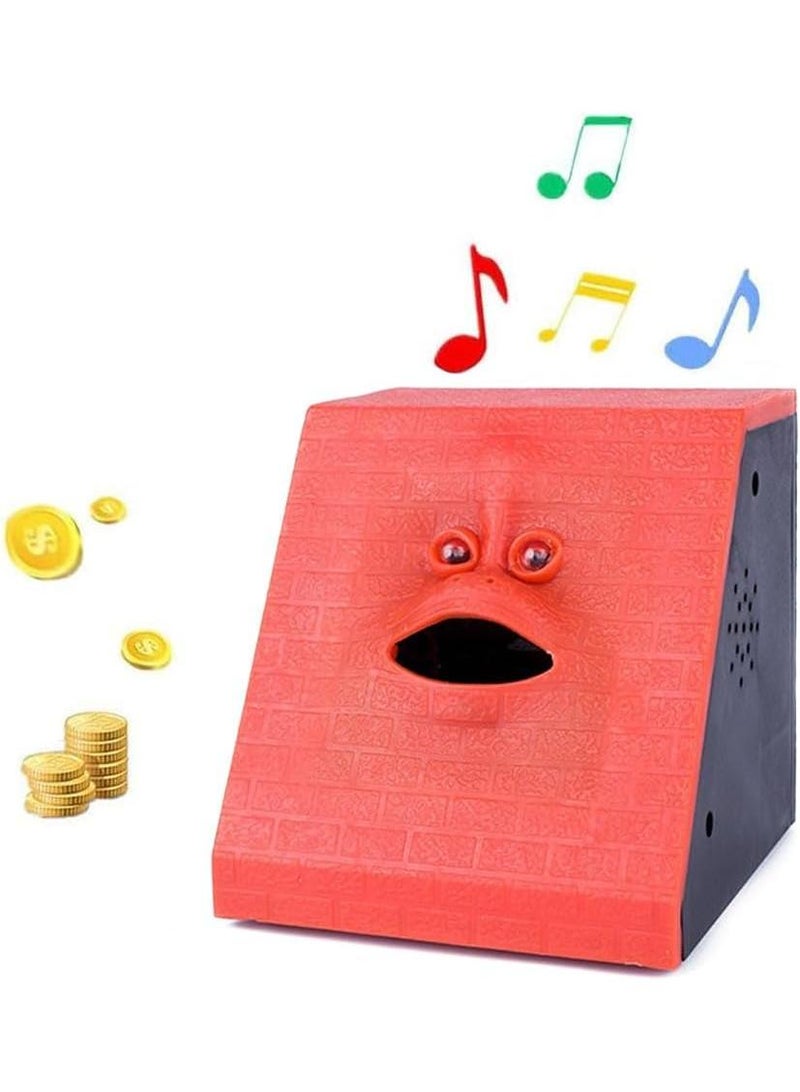 general Novelty Coin Money Eating Musical Face Bank Automatic Money Saving Collection Money Bank For Kids Children (Red Brick) - Image 1