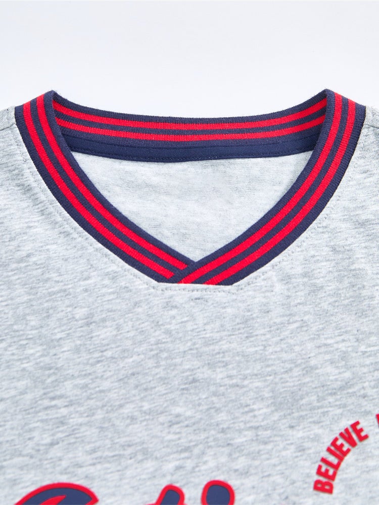 Balabala Boys' Short Sleeve V-Neck T-Shirt With Front Print - Image 3