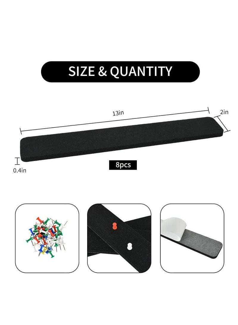 8 Pcs Black Felt Pin Board Bar Strips with 35 Pushpins - Image 2