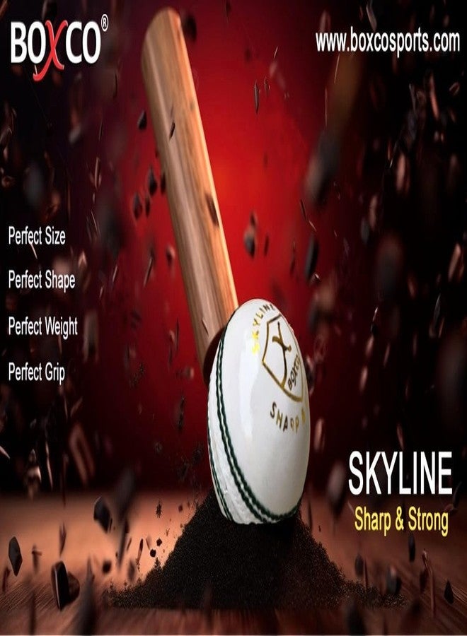 كرة كريكيت جلدية من بوكسكو سكاي لاين لمباريات T20، واليوم الواحد، والمباريات التجريبية، مكونة من 4 قطع، مخيطة يدويًا، 50 شوطًا (أبيض) - Image 5