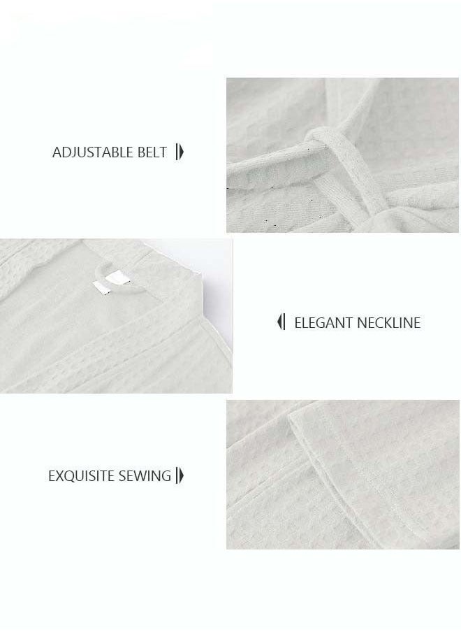 Men's Bathrobe Light Super Absorbent Skin-friendly Home Clothes Suitable For All Seasons Nightgown White - Image 4