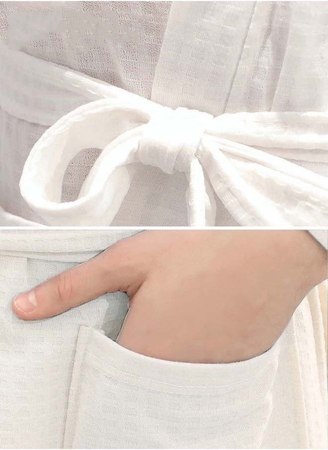 Men's Bathrobe Light Super Absorbent Skin-friendly Home Clothes Suitable For All Seasons Nightgown White - Image 5