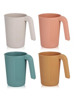 4 Reusable Plastic Cups with Handles, Kids and Adults Camping Mugs (4 Colors)