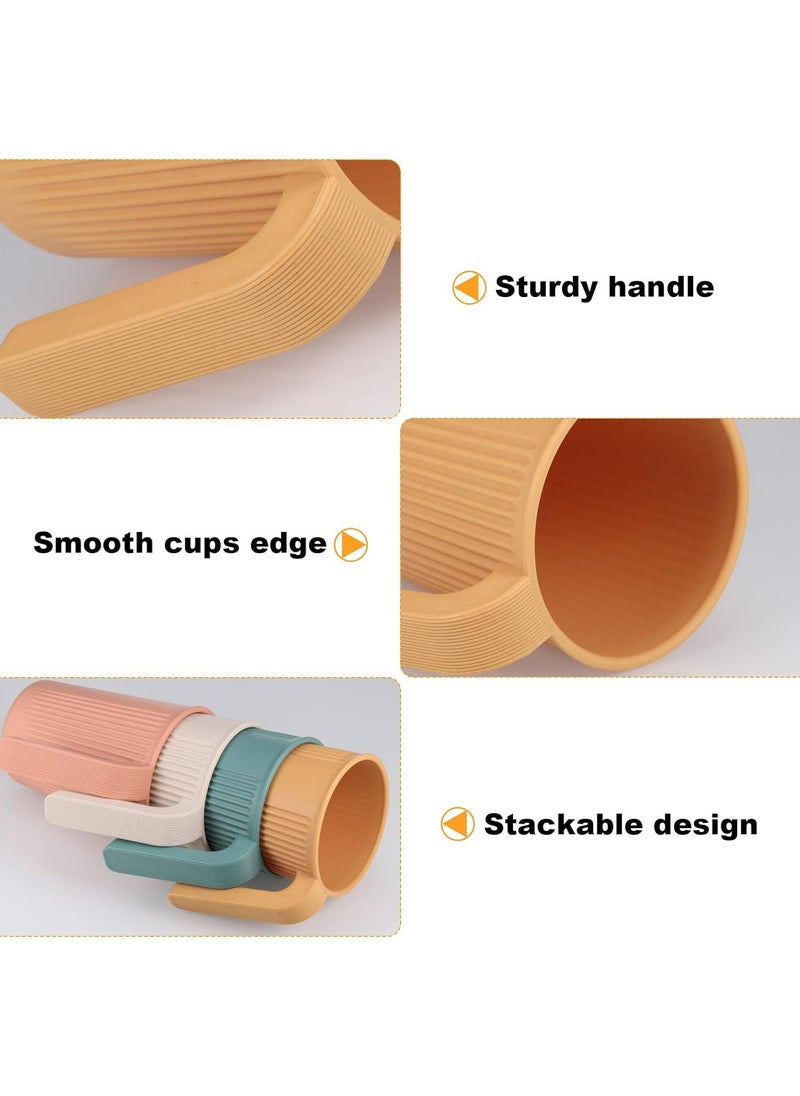 Oasisgalore - 4 Reusable Plastic Cups with Handles, Kids and Adults Camping Mugs (4 Colors) - Image 1