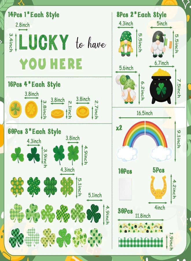 CPicdn 145Pcs St. Patrick's Day Bulletin Board Classroom Decoration Lucky to Have You Here Cutouts Irish Shamrock Gnome Name Tags Green Plaids Border Trim School Chalkboard Home Wall Door Party Decor - Image 2