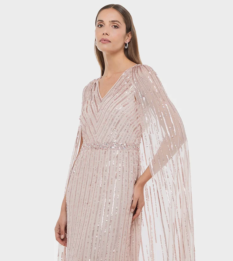 BCBG  BCBG Cape Sequin Maxi Dress for Women | Best Price UAE