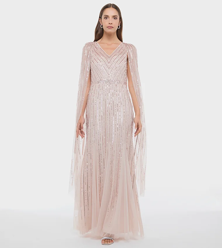 BCBG  BCBG Cape Sequin Maxi Dress for Women | Best Price UAE