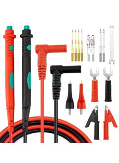 KASTWAVE Multimeter Test Leads Kit, Test Leads with Double Insulated Anti-Slip Hand Grips, Replaceable Test Probes Set of 16 (Crocodile Clips, Spade Terminal, Banana Plug, Cooper-plated Sharp Tips)  - Image 1