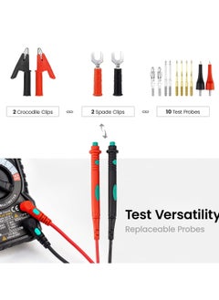 KASTWAVE Multimeter Test Leads Kit, Test Leads with Double Insulated Anti-Slip Hand Grips, Replaceable Test Probes Set of 16 (Crocodile Clips, Spade Terminal, Banana Plug, Cooper-plated Sharp Tips)  - Image 4