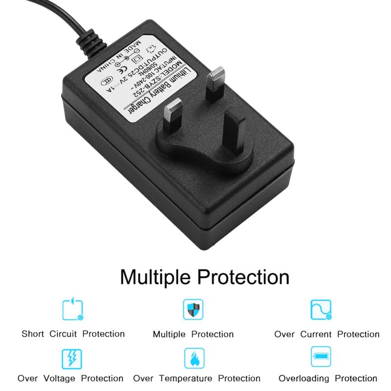 Battery Charger 25.2V 1A Multiple Protection Power Adapter - Sturdy Construction LED Indicator Charging Supply for Headlights Toy Cars Balance Cars - Image 2