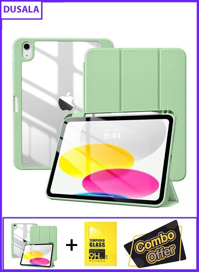 DUSALA 2 in 1 Case for iPad (A16) 11th Generation 11 Inch 2025 with Pencil Holder,Slim Protective Cover with Clear Back Shell,Auto Wake/Sleep With Tempered Glass - Image 1