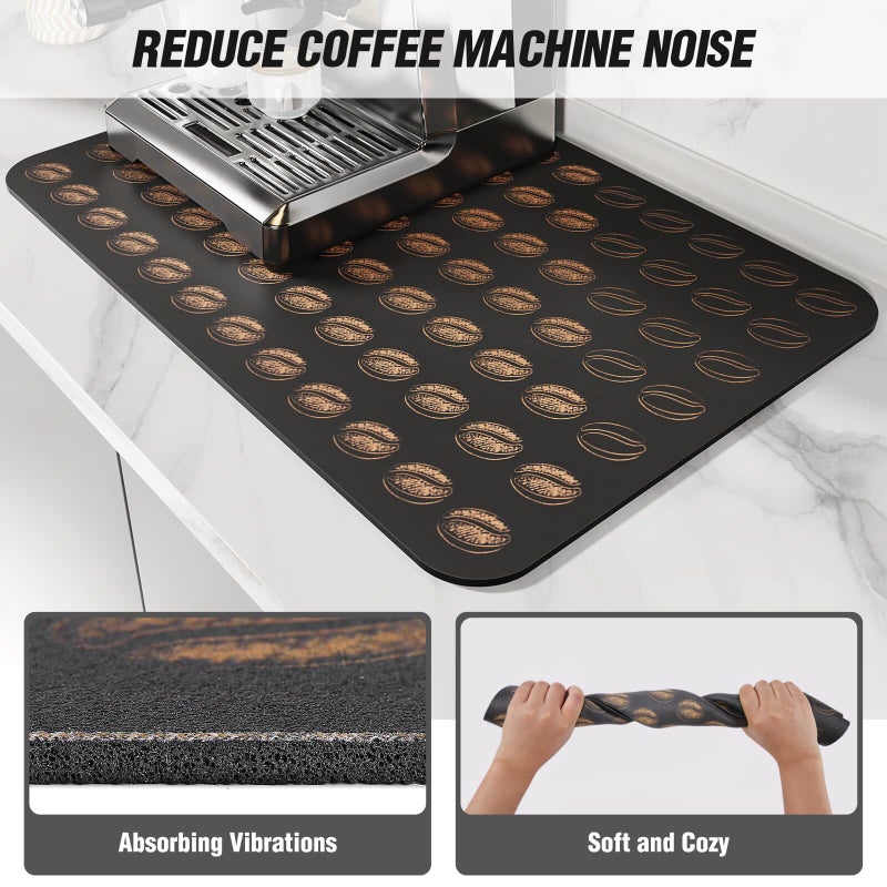 DK177 Coffee Mat - Dish Drying Mat for Kitchen Counter , Hide Stain, Absorbent with Waterproof Rubber Backing, Fit Kitchen Dish Rack Bar Accessories, 24" x 16" - Image 4