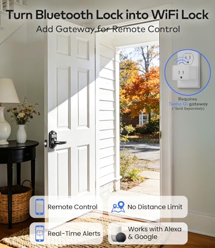 TEEHO TE019 Smart Keypad Door Lock with Handle, App Control, Keyless Entry Electronic Lock, Remote One-Time Codes, Auto Lock, Passage Mode, for Bedroom, Interior Door & Rental, Matte Black - Image 5