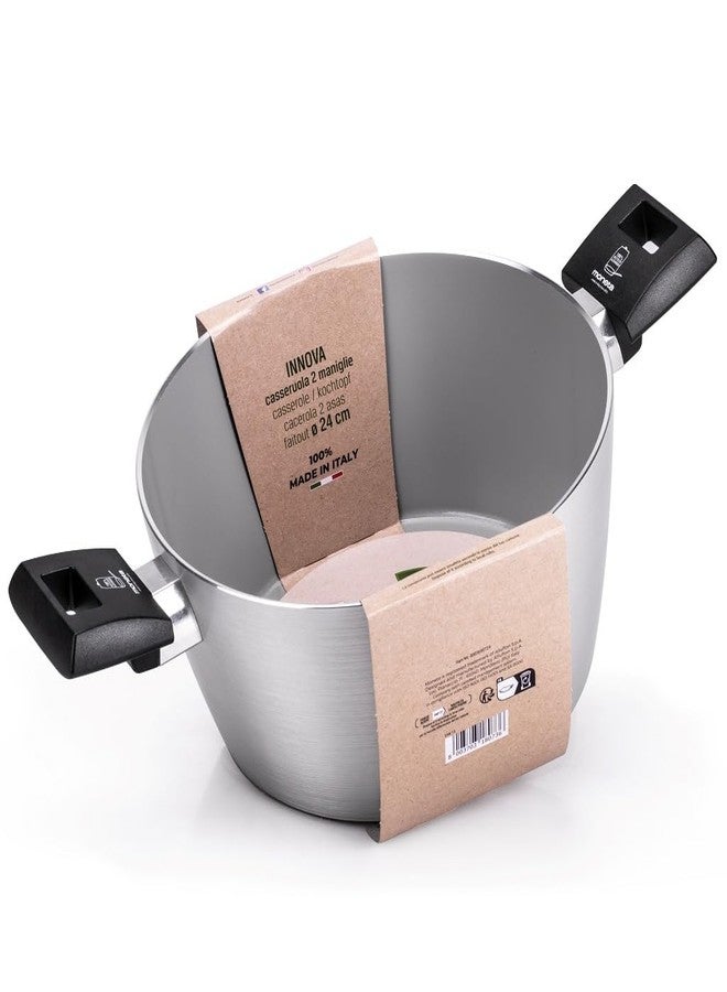 Moneta Innova Saucepan 2 m 24 cm, Natural FineGres Coating (NO PFAS), Also Suitable for Induction, 100% Made in Italy - Image 2