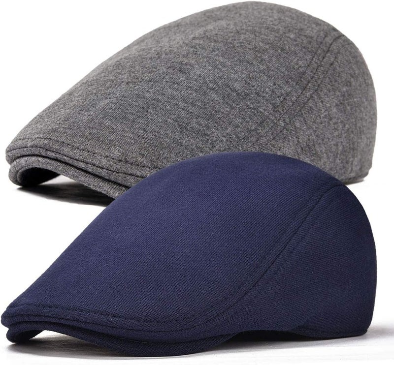 FEINION Men Cotton Newsboy Cap Soft Fit Cabbie Hat - Image 1