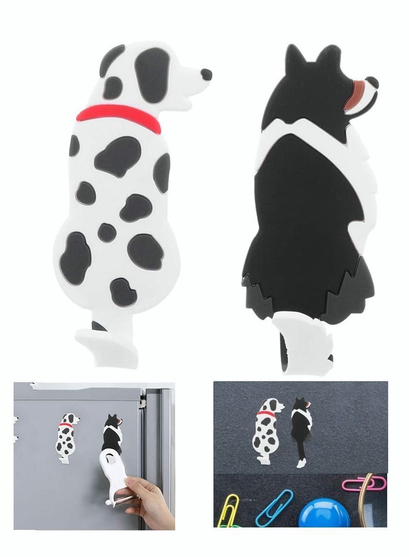 Y&D Refrigerator Magnetic Hooks, SYOSI 2Pcs Decorative Magnets Cute Animal Little Black Dog and Dalmatian, Sticker Hanging Hook for Office Classroom Kitchen - Image 1