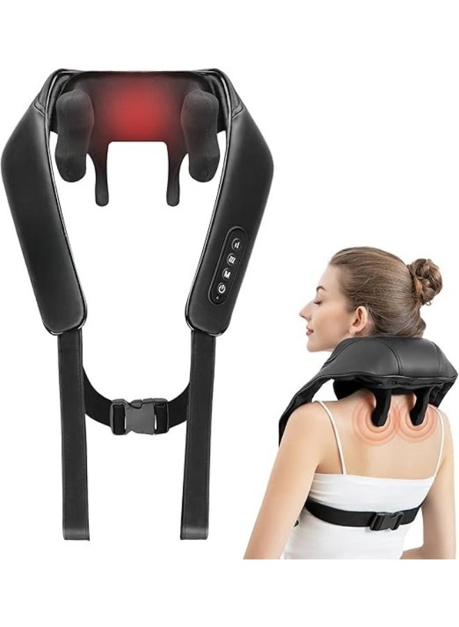 Cordless Neck & Shoulder Massager with Soothing Heat - 4D Deep Tissue Shiatsu Kneading - Portable, Easy-to-Use & Perfect Gift for Full Body Relief