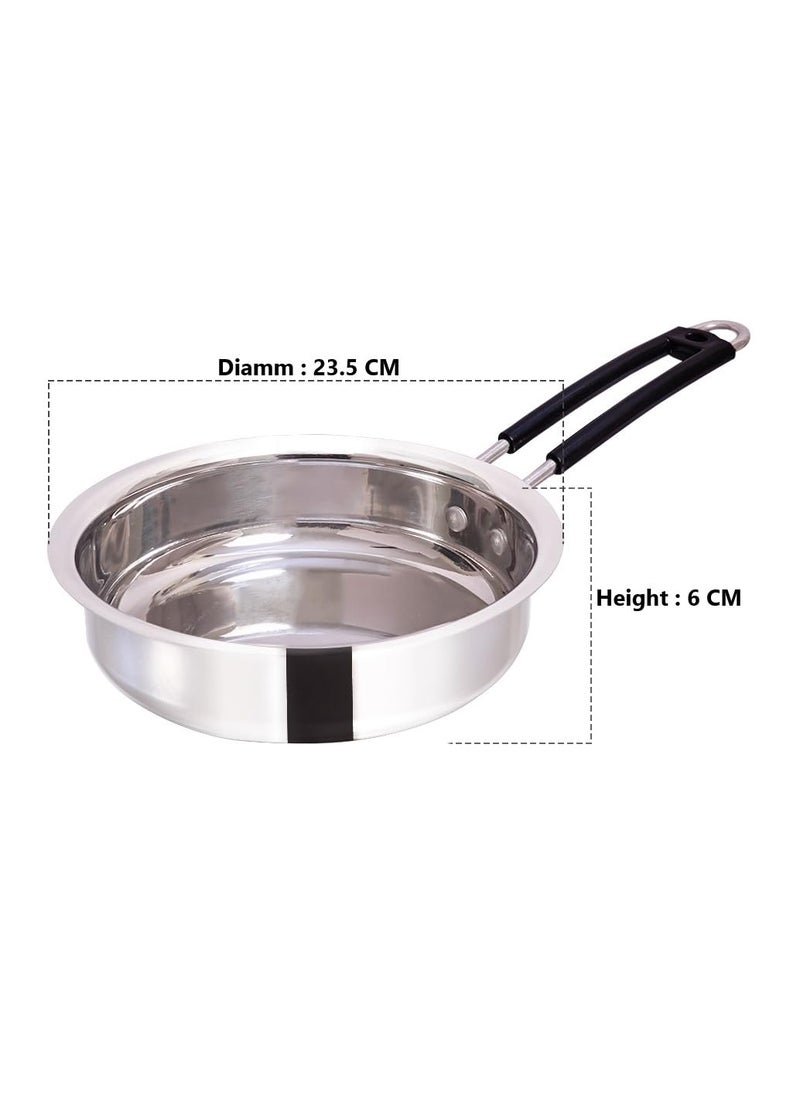KC - KC Stainless Steel Frying Pan, Sauce pan and Kadhai Combo | Stove & Induction Safe | Fry Pan 2.0 LTR, Diamm. 24 cm | Sauce Pan 1.5 LTR., Diamm.18 cm | Kadhai 1.5 LTR, Diamm. 10 Inches - Image 1