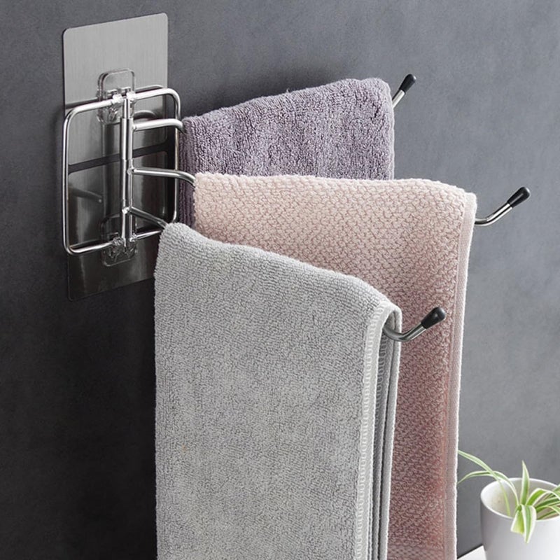 Ciieeo Iron Towel Holder Swivel Towel Rack 201 Iron Art Multi-bar Wall-Mounted Bathroom Accessory Space-Saving Design 24x9cm - Image 3