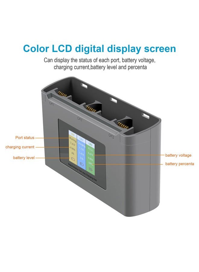 Hanatora Display Two-Way Battery Charging Hub for DJI Mini 4K/2/SE/2 SE Drone,Check Battery Level,Charge Three Batteries in Sequence,Charger Accessories - Image 2