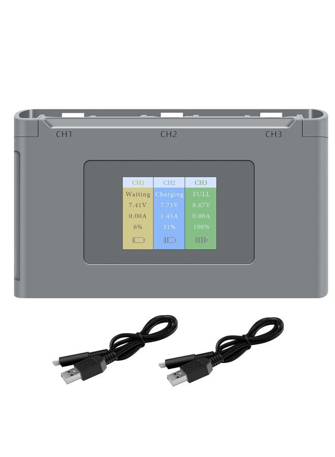 Hanatora Display Two-Way Battery Charging Hub for DJI Mini 4K/2/SE/2 SE Drone,Check Battery Level,Charge Three Batteries in Sequence,Charger Accessories - Image 1
