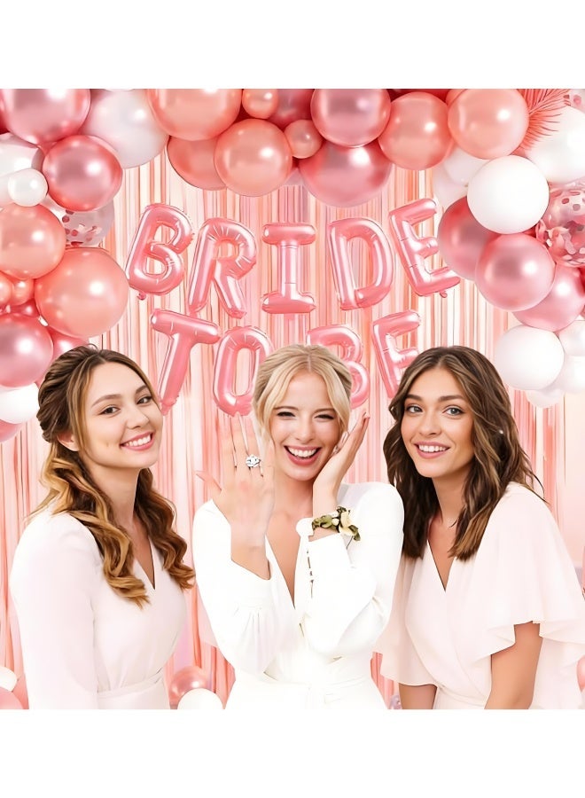 Farahom Rose Gold Bachelorette Party Decorations Set, Bridal Shower Decorations with Sash & Veil, Bride To Be Balloons with LOVE & Diamond Ring Balloons, Confetti Balloons, Latex Balloons & Fringe Curtains for Hen Party, Henna Night, Mehndi Night & Engagement Party - Image 2