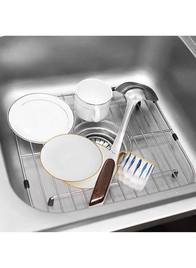 Sink Protectors for Kitchen Sink, Universal Double Bowl Sink Bottom Grid 13.2"x11.6"x1.25", 304 Premium Stainless Steel Kitchen Sink Protector Grid Sink Grate Rack Rear Drain 2 Packs  - Image 4
