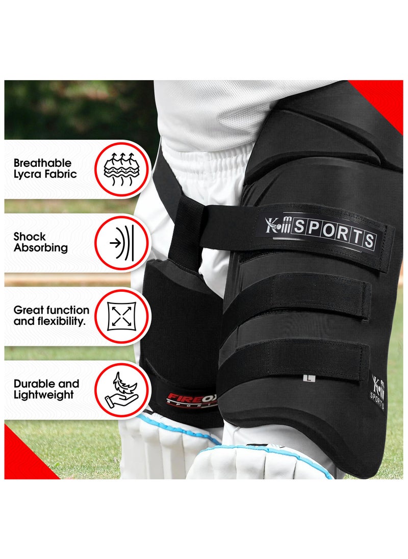 KM SPORTS KM SPORTS Cricket Batting Thigh Guard Protector Mens | Inner Pad, Adult Guards, Lower Body Safety, Protection Equipment for Players, Flexible Fit, Pads Adults Size, Boys and Men Pad Play  - Image 5