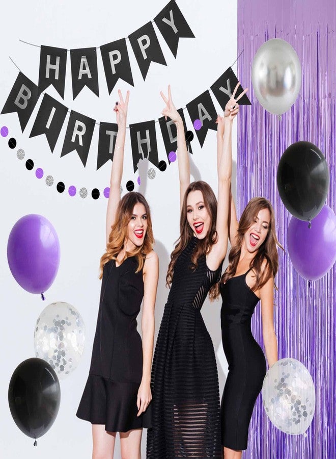 ANSOMO Black Purple and Silver Happy Birthday Party Decorations Balloons Décor Supplies Women Men Boys Girls 16th 20th 25th 30th 35th 40th 45th 50th 60th 70th - Image 5