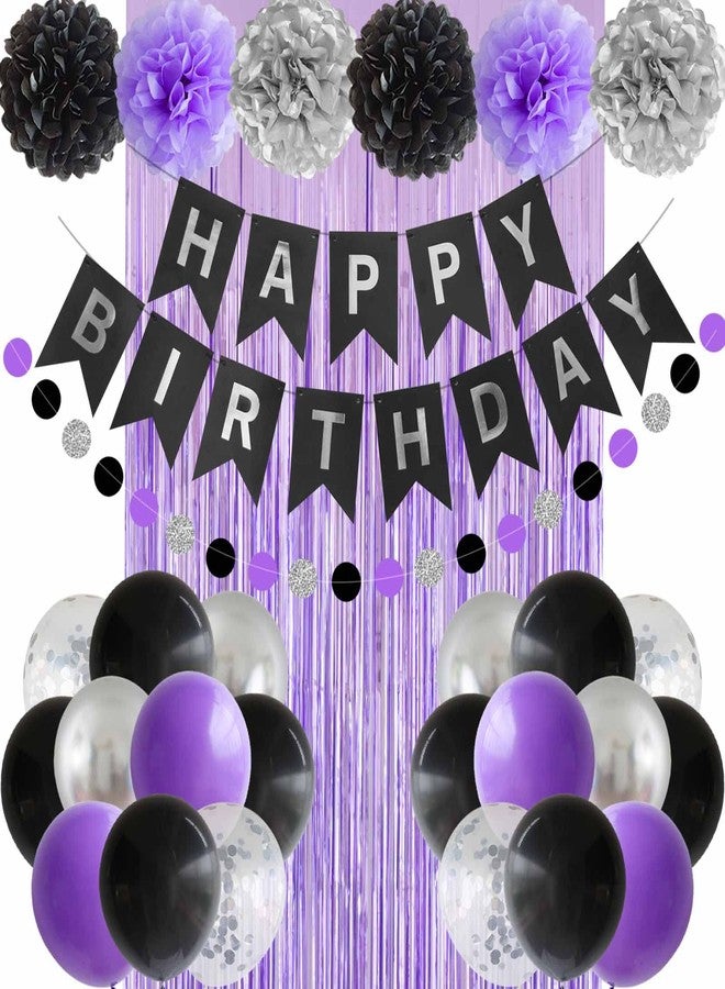 ANSOMO Black Purple and Silver Happy Birthday Party Decorations Balloons Décor Supplies Women Men Boys Girls 16th 20th 25th 30th 35th 40th 45th 50th 60th 70th - Image 1