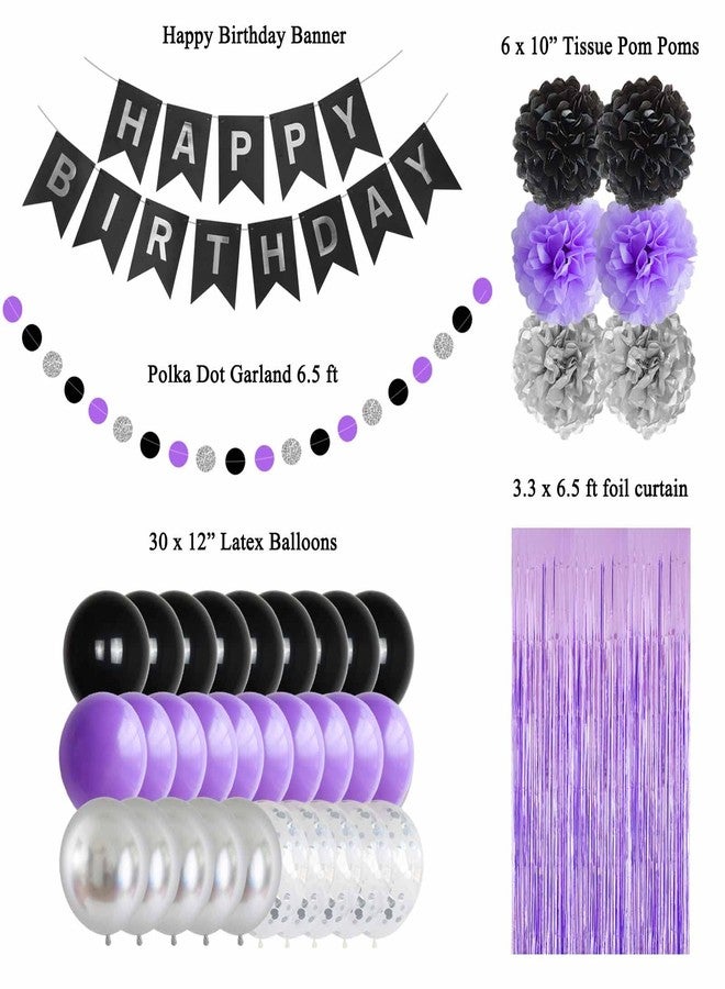 ANSOMO Black Purple and Silver Happy Birthday Party Decorations Balloons Décor Supplies Women Men Boys Girls 16th 20th 25th 30th 35th 40th 45th 50th 60th 70th - Image 2