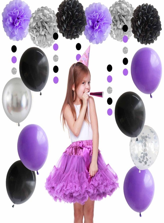 ANSOMO Black Purple and Silver Happy Birthday Party Decorations Balloons Décor Supplies Women Men Boys Girls 16th 20th 25th 30th 35th 40th 45th 50th 60th 70th - Image 4