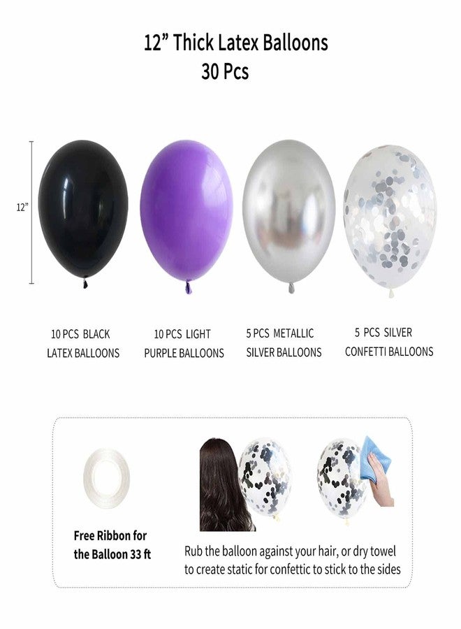 ANSOMO Black Purple and Silver Happy Birthday Party Decorations Balloons Décor Supplies Women Men Boys Girls 16th 20th 25th 30th 35th 40th 45th 50th 60th 70th - Image 3