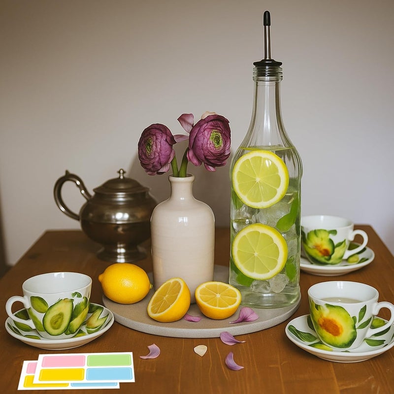 Tinsky 20 Pcs 32 oz Plastic Liquor Bottles Long Neck Bar Juice Pour Bottles with Liquor Pour Spout and Caps Snow Cone Syrup Bottles for Juice Alcohol - Image 3