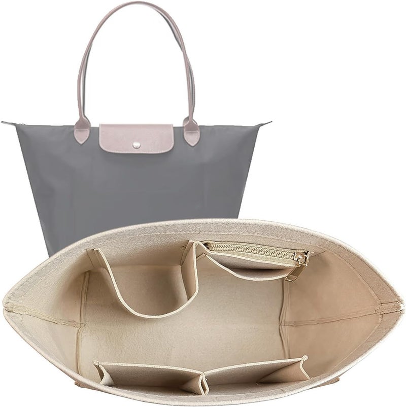 Lckaey Purse Organizer Insert for longchamp(Small) shor thandle Handbags Organizer 1012Beige-S - Image 1