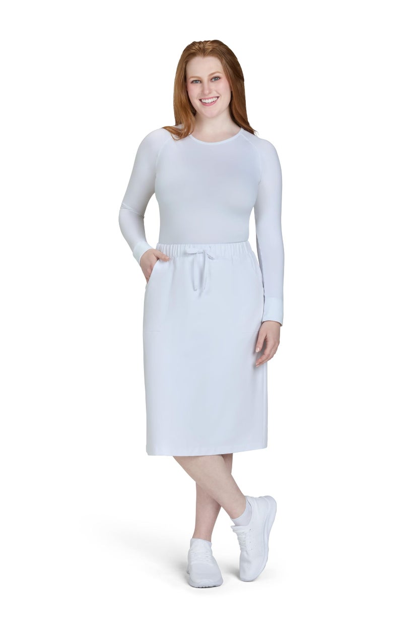 KOI Scrubs Essentials Defense Womenâ€™s Water Repellent 2-Pocket Skirt White XX-Small - Image 1