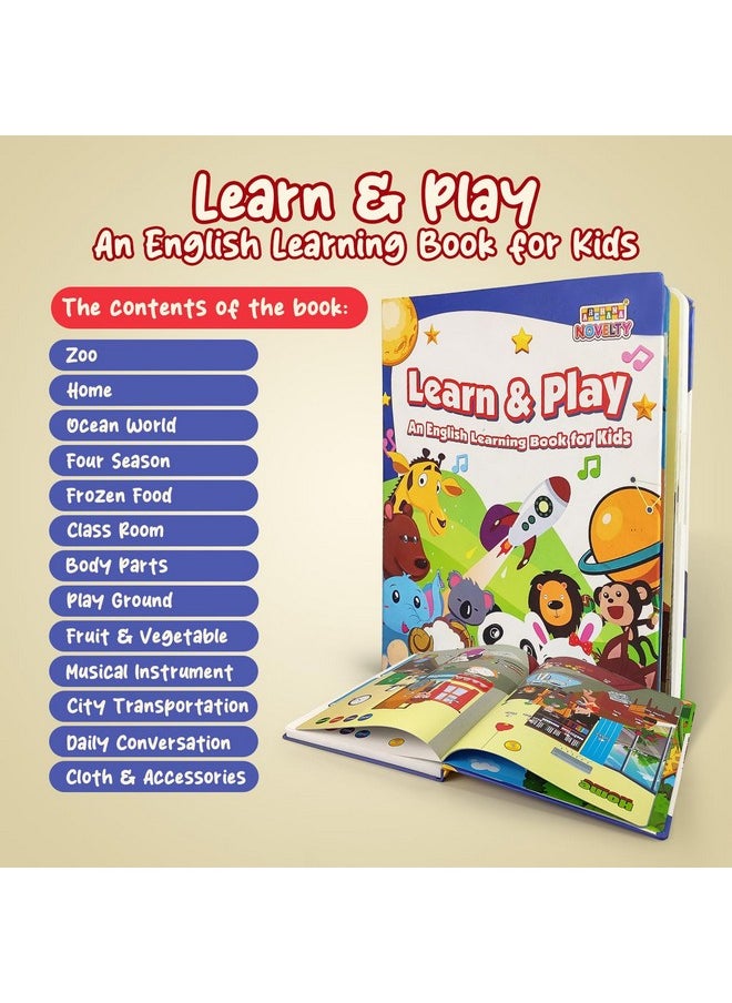 أن أتش آر كتاب صوتي تفاعلي للأطفال من NHR Kids I: الحروف الإنجليزية، والكلمات، والأرقام، والأشكال، والحيوانات، والأصوات الصوتية بطريقة مرحة وغامرة I تصميم ملون وممتع (متعدد الألوان)  - Image 4