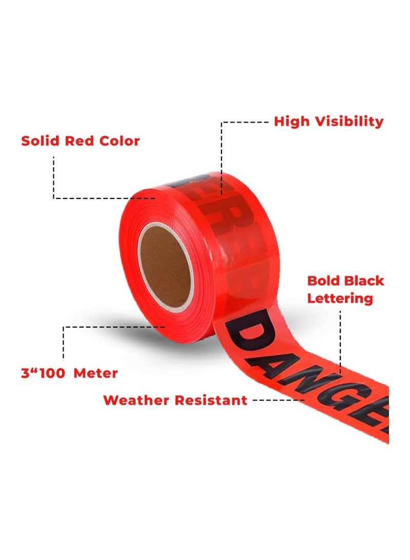 BERRY Berry Set of 5 - 200m High Visibility Danger Safety Tape, Barrier Tape for Construction, Emergency & Hazard Zones  - Image 4