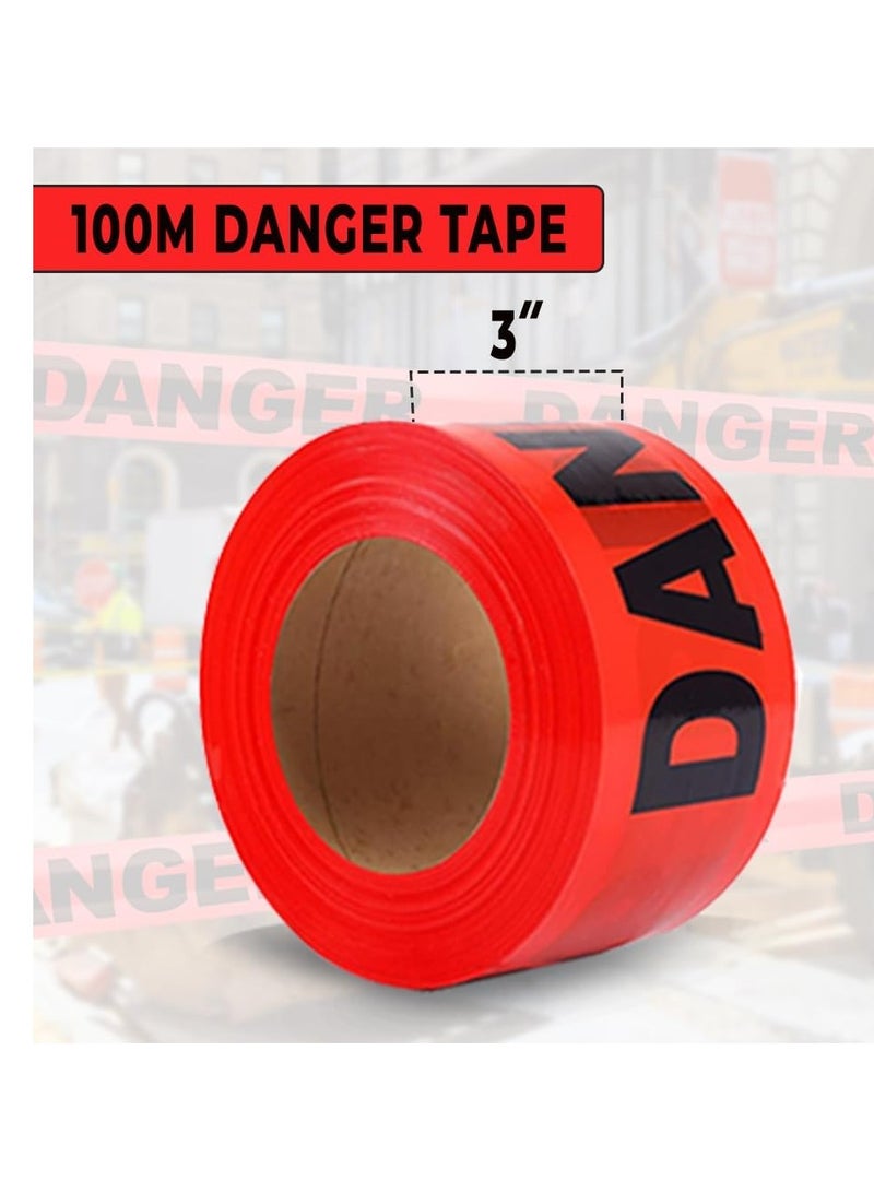 BERRY Berry Set of 5 - 200m High Visibility Danger Safety Tape, Barrier Tape for Construction, Emergency & Hazard Zones  - Image 3