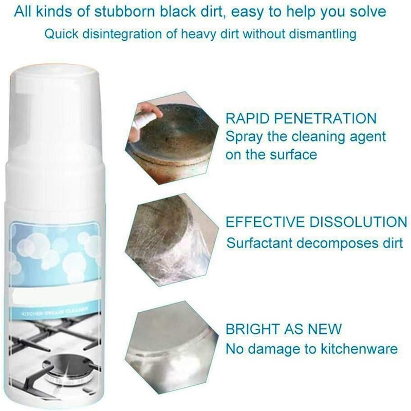 klarako Kitchen Grease Cleaner Spray, 200ml All-purpose Rinse-free Cleaning Spray, Multi-purpose Stainless Steel Stain Removal All-Purpose Bubble Cleaner (1pcs) - Image 5