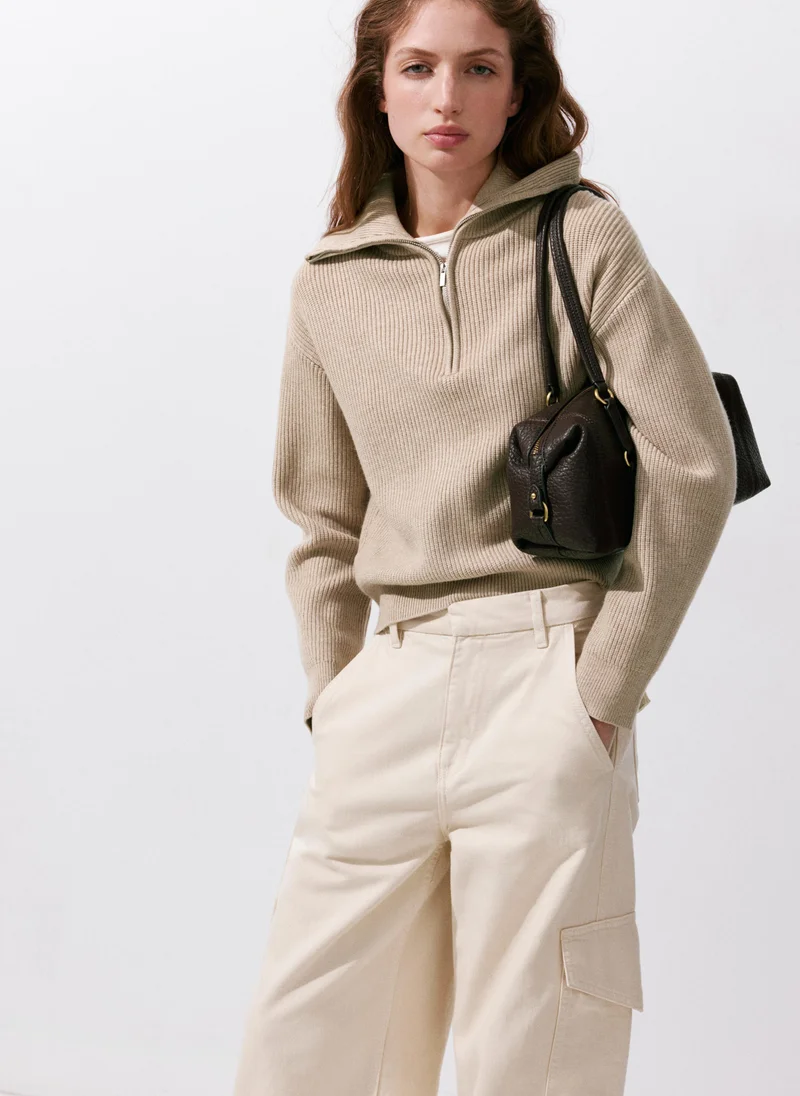 Ribbed Zip-Up Jumper